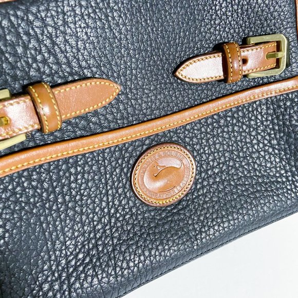 DOONEY & BOURKE ‘All Weather' Leather Black Tan Zip-Top Satchel Handbag VINTAGE - Picture 6 of 9